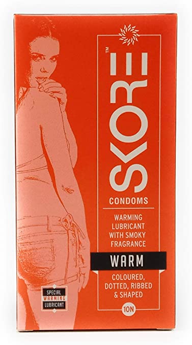 Skore Warm Condoms Warming Lubricant Smoky Fragrance Coloured and Dotted